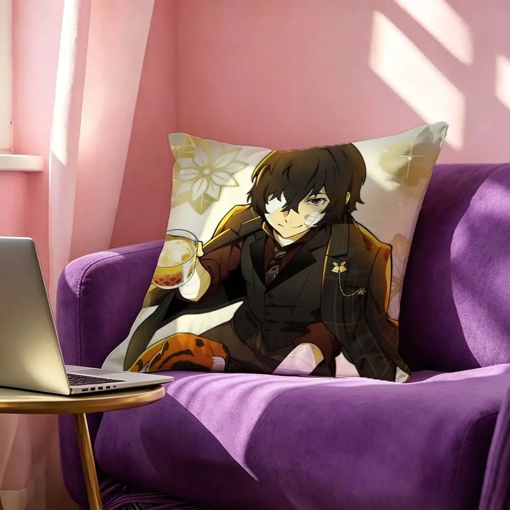 Bungo S-Stray D-Dogs Cute Square Double-Sided printed Pillow Case Bedroom Bedside Pillow Sofa Cushion Cover