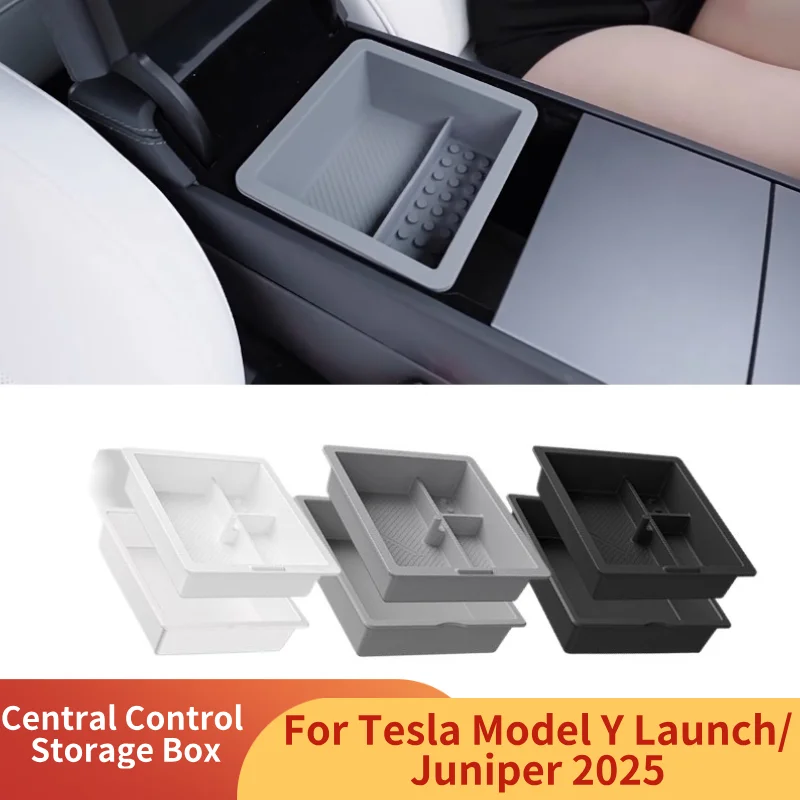

Central Control Storage Box for Tesla Model Y Juniper 2025 Armrest Box Eyeglass Holder Organizer Tray Interior Car Accessories