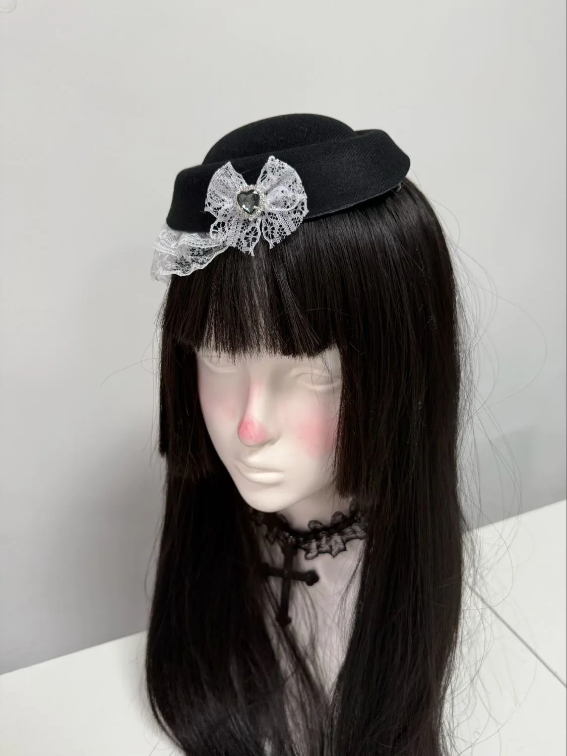 Prachtige Tovenaar Hoed Met Haar Clip Decoratieve Anti-Val Faux Veren Kant Strik Zoete Lolita Hoofddeksels Haaraccessoires