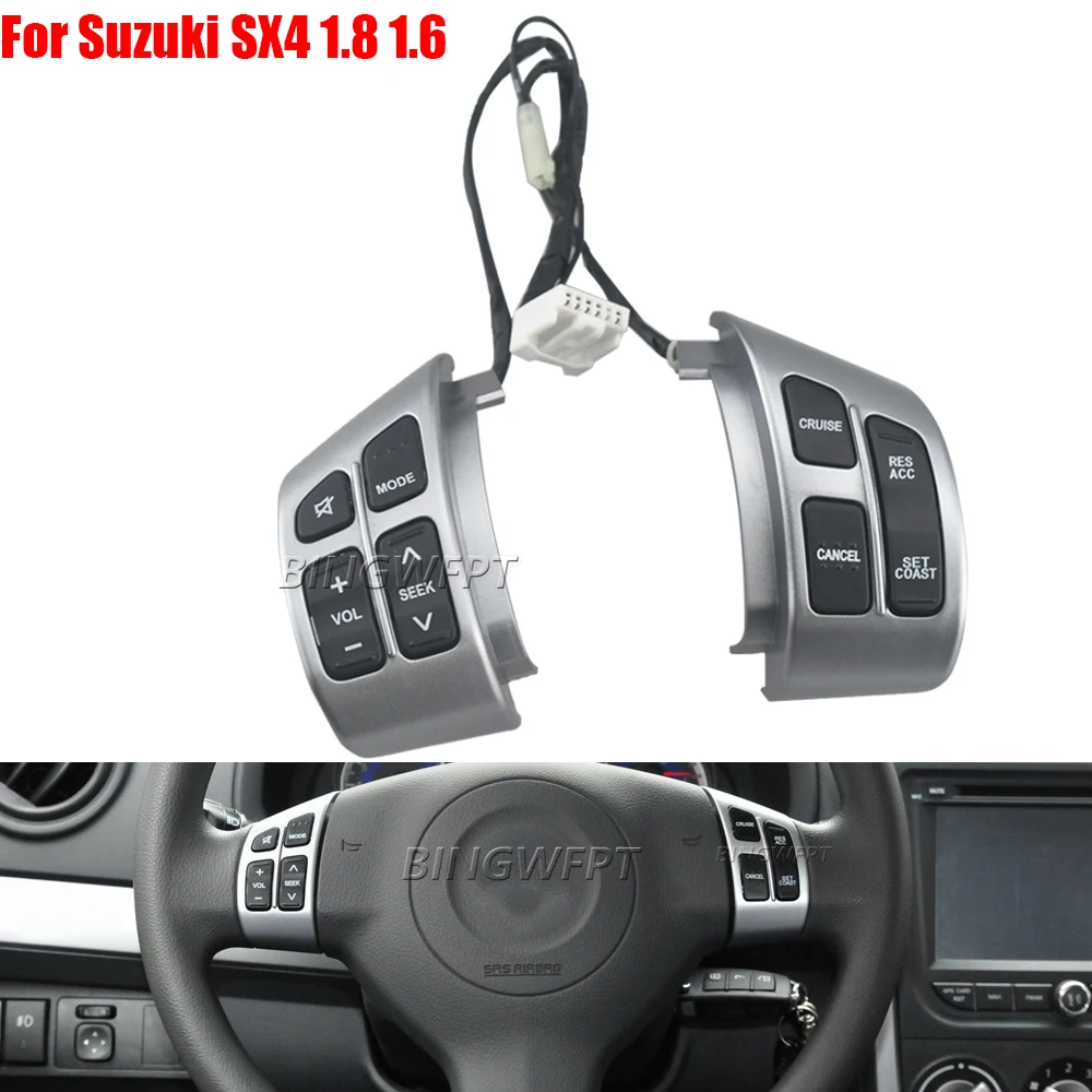 Kit de Accesorios para Auto, Interruptor de Control de Crucero Original, Botón de Volumen de Audio, Botones del Volante para Suzuki SX4 1.8 1.6 2009-2013