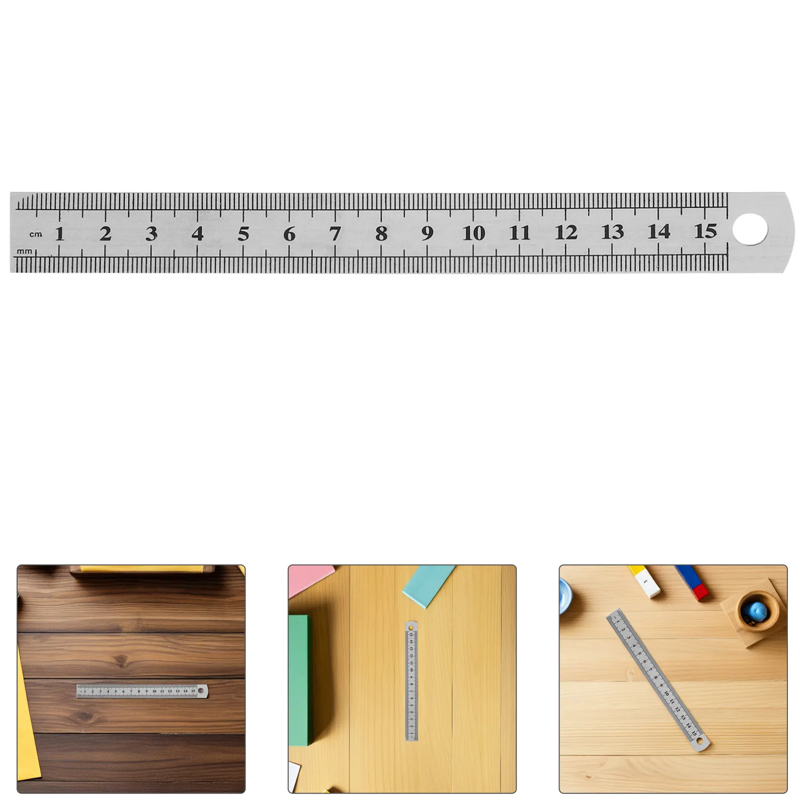 30pcs-6-inch-15cm-stainless-steel-pocket-ruler-with-hanging-hole-dual-scale-mm-inch-rigid-straight-edge-for-drafting-sewing
