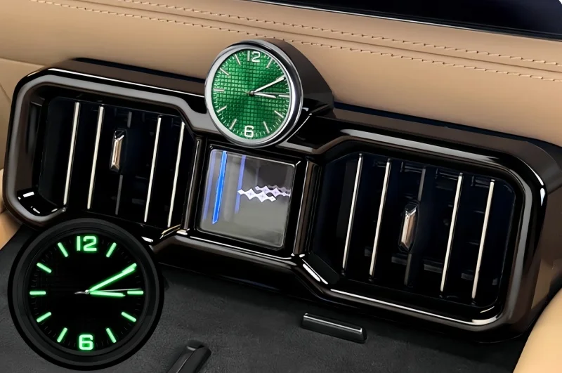 LED Luminous Quartz Mini Clock Clear Dial Air Vent Mount Watch Dashboard Decor For BYD Leopard 8 Interior Accessories