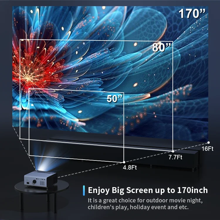 July008 Newest 3D 4K Wireless Projector 1080P Smart Mobile Android  Wifi Projector