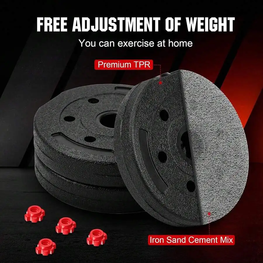 22lbs Free Weight Set With Connector, Adjustable Weights Dumbbells Set Used As Barbell, Push Up Stand, Ergonomic Grip, Anti-Slip - view 5