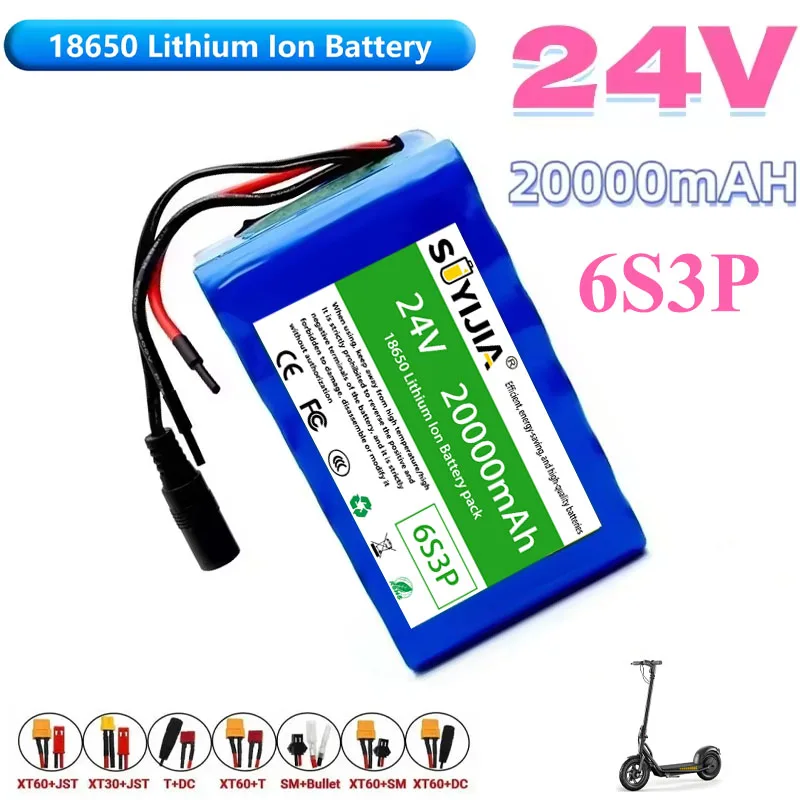 

Batterie Lithium-ion Rechargeable 24V 6S3P 20Ah Avec BMS, Pour Équipement De Camping 24V + Connecteur En Option + Chargeur 2A