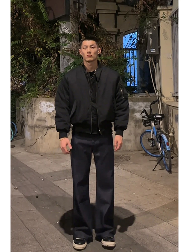 

Двусторонняя американская красная хлопковая куртка-бомбер для мужчин, зимняя, в стиле MA-1, короткая, в бейсбольном стиле, повседневная куртка