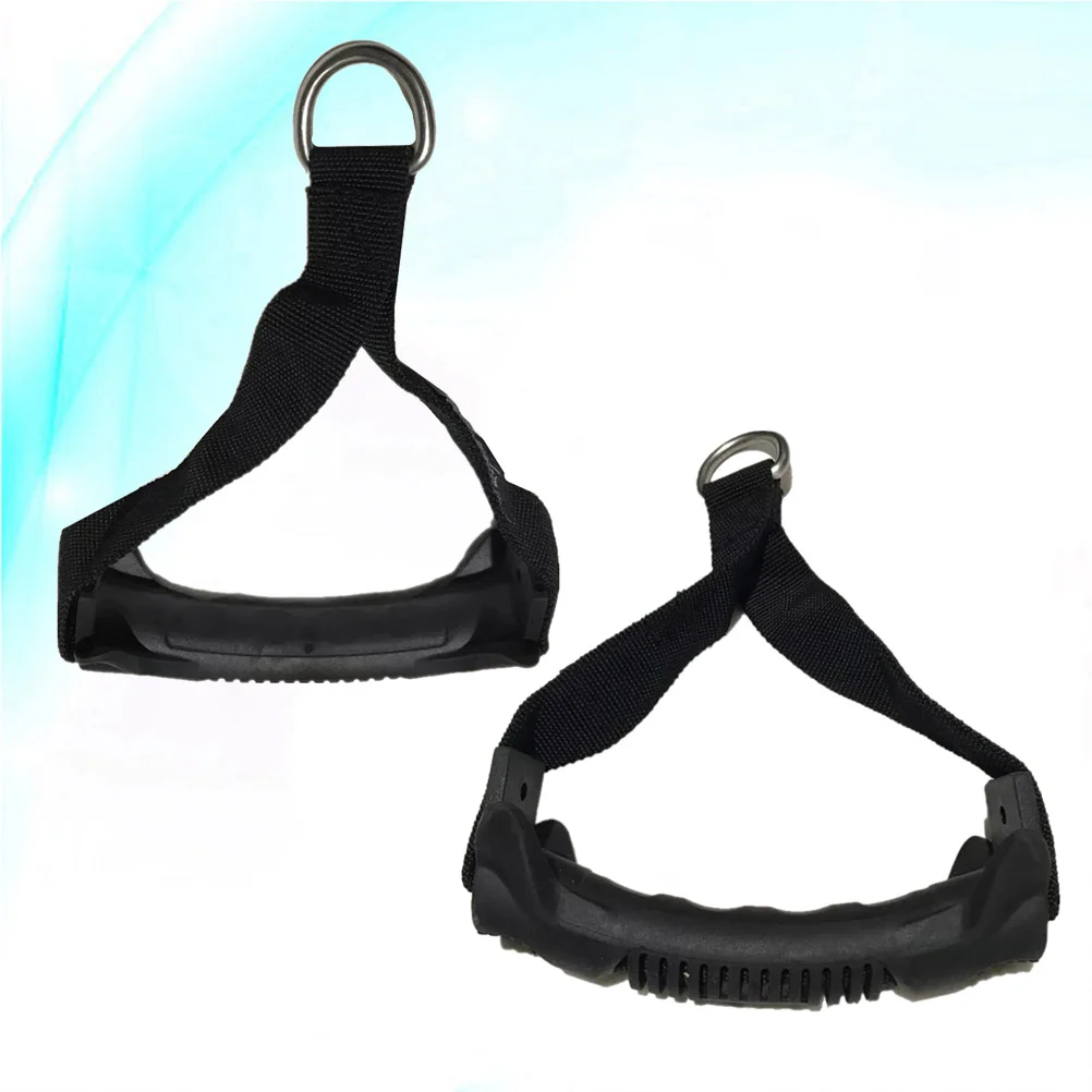 

2pcs D Rope Handle Arm Tricep Pulldown Training Rope Handle V Bar Gym Training Arms Strength Fitness (Black)