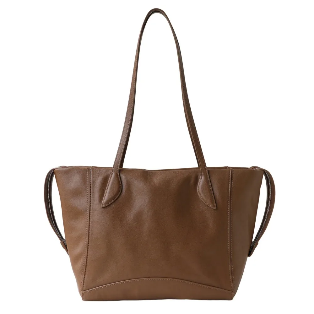 Retro Computer Commuter Bag, Large-capacity Tote Women's Handheld Shoulder Leather Women's Bag, Fashionable and Unique Texture