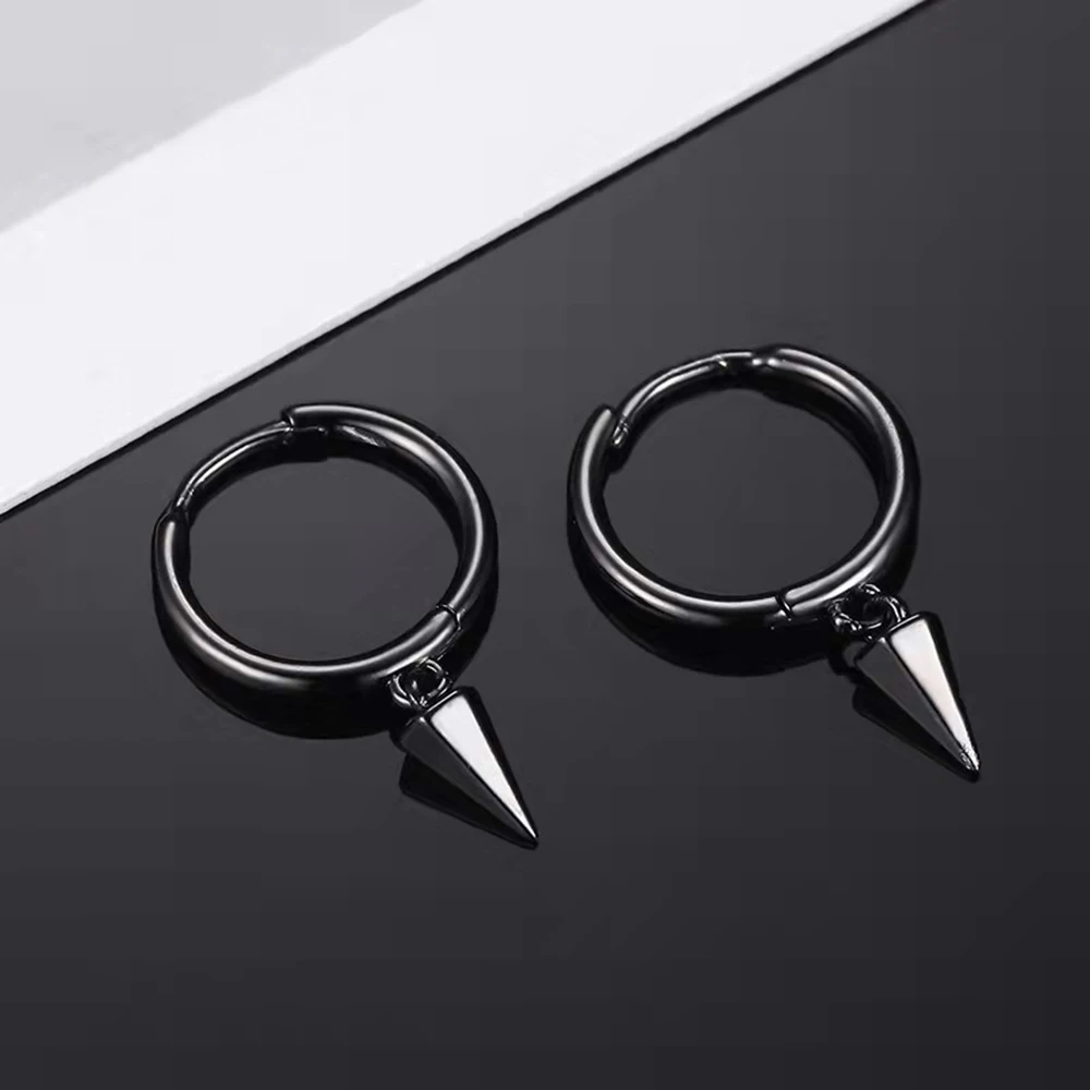 Personalized Black Male Hip-hop Korean Version of The Tapered Earrings Simple ins Small Charm Earrings for Teens Party Jewelry