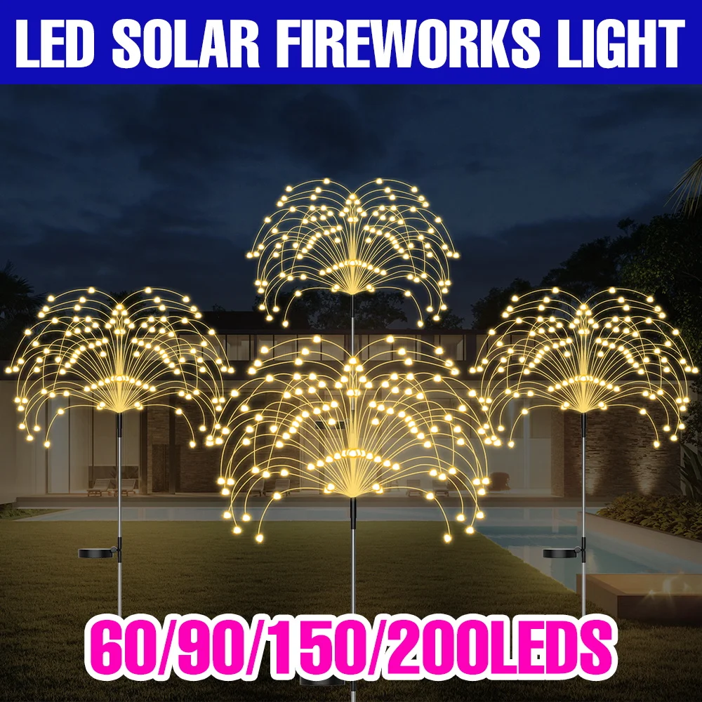 

LED Solar Firework Lamp Outdoor Fairy Flash Dandelion Lawn Light IP65 Waterproof Garden Decoration Christmas Atmosphere Lighting
