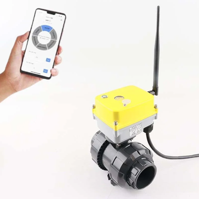 wifi electric ball valve, smart valve mobile APP remote control, live connection ball valve