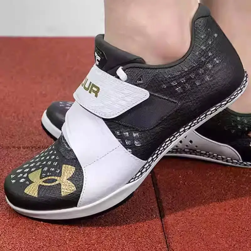 New Under Armour Unisex Sport Sprint Jump Track Spikes 3021863-102 Breathable Black White Gold Athletic Shoes