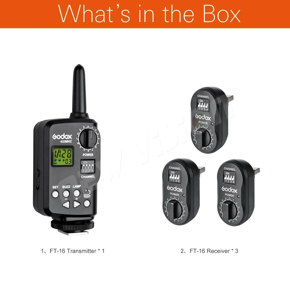 Godox FT-16 WITSTRO Wireless Power Controller Trigger with 3X Receiver Godox AD180 AD360 DE300 DE400 SK400 GT400