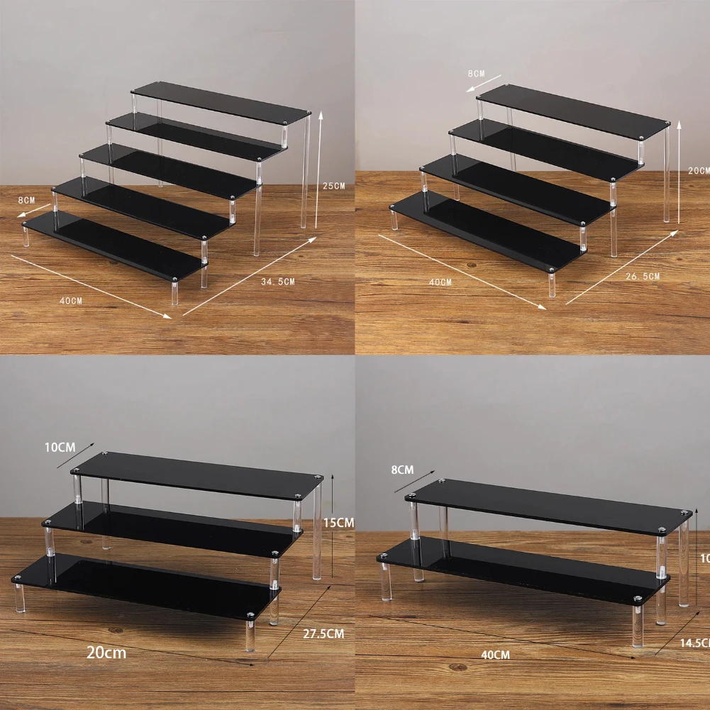 

Black Acrylic Riser Display Shelf Perfume Stand Cologne Cupcake Stand for Figures Desserts Holder Collection Cosmetic