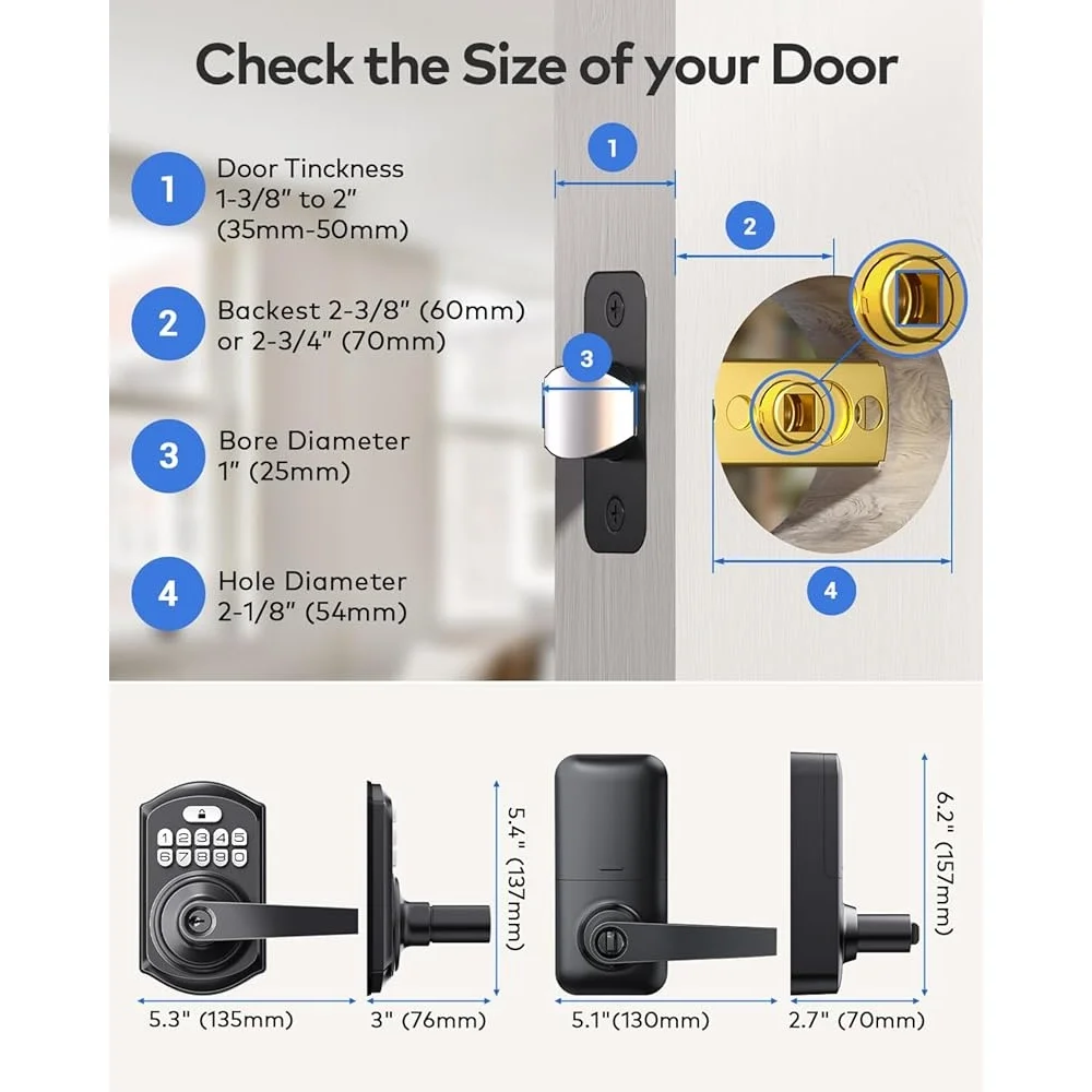 Keyless Entry Door Lock Electronic Deadbolt Keypad with Anti-Peeping Auto Lock Passage Mode 20 User Codes Weather Resistant