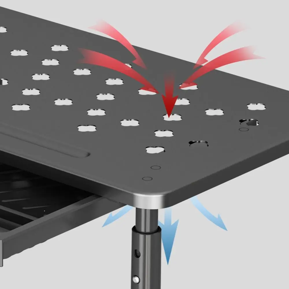3 Height Adjustable Computer Monitor Riser Steel Construction Elevated View Angle Adjustable Laptop Stand with Drawer