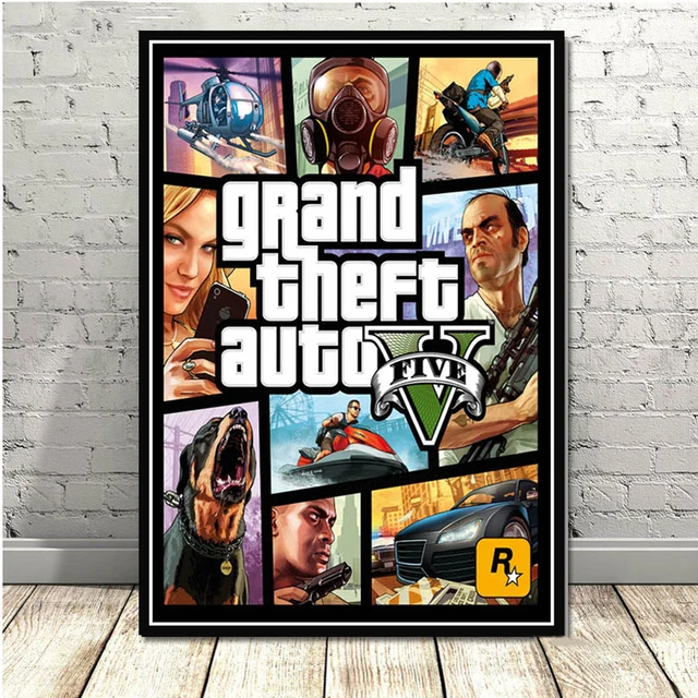 GTA 5 Video Game Grand Theft Auto Art Decor Picture Quality Canvas Painting Home Decor Poster Prints Living Room Wall Art Decor