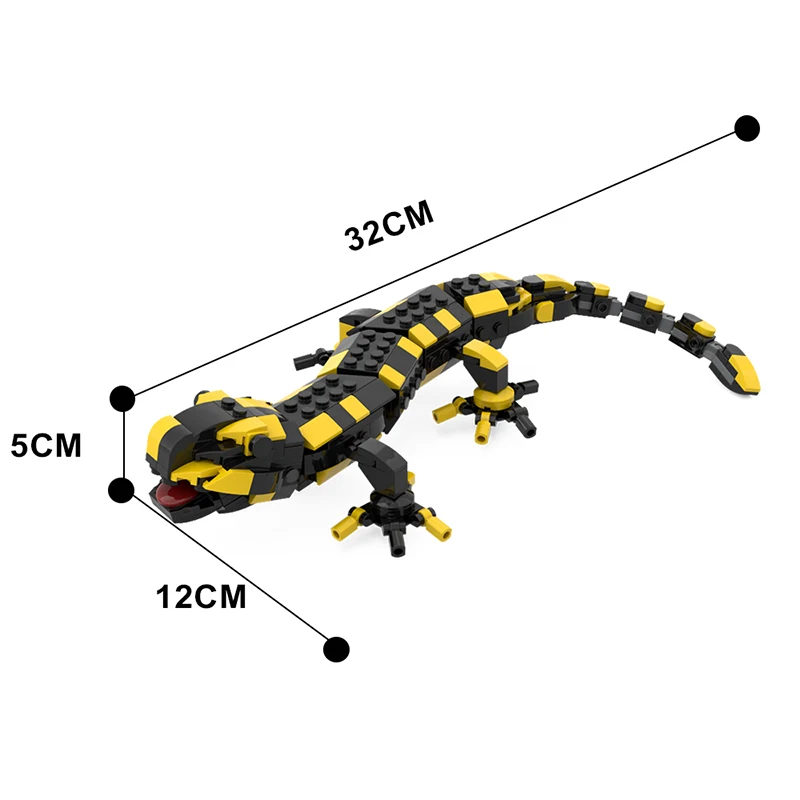 MOC Fire Salamander Building Blocks Set A Popular Reptile Colour Little Dinosaur Idea Animal Bricks Toys For Children Kids Gifts