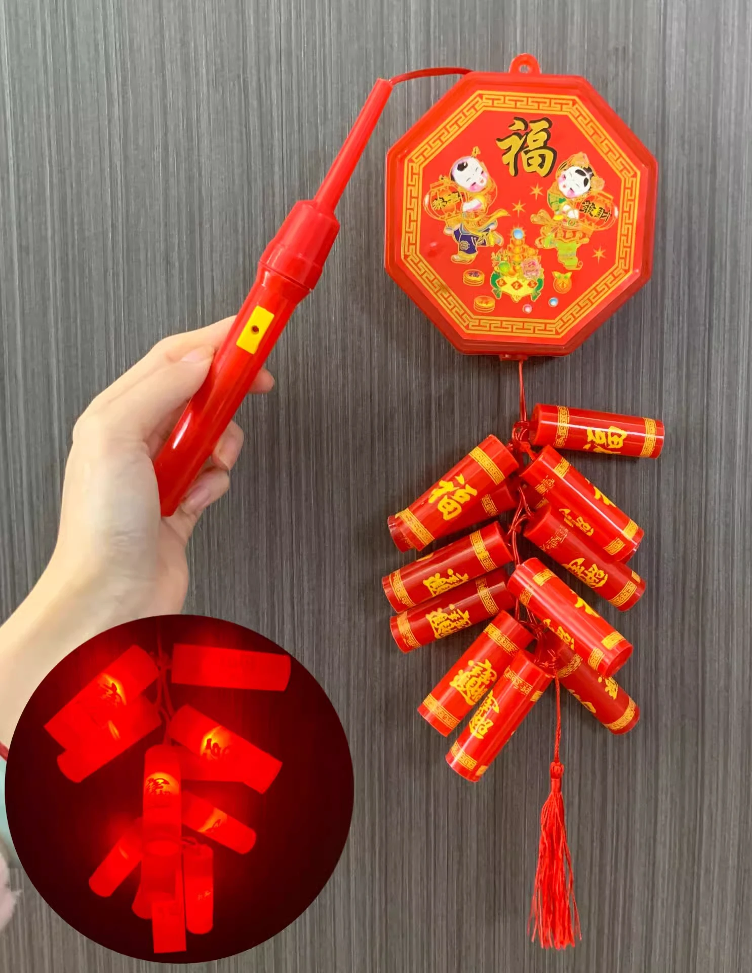 New Year and Spring Festival Children's Handheld Electronic Firecracker Pendant