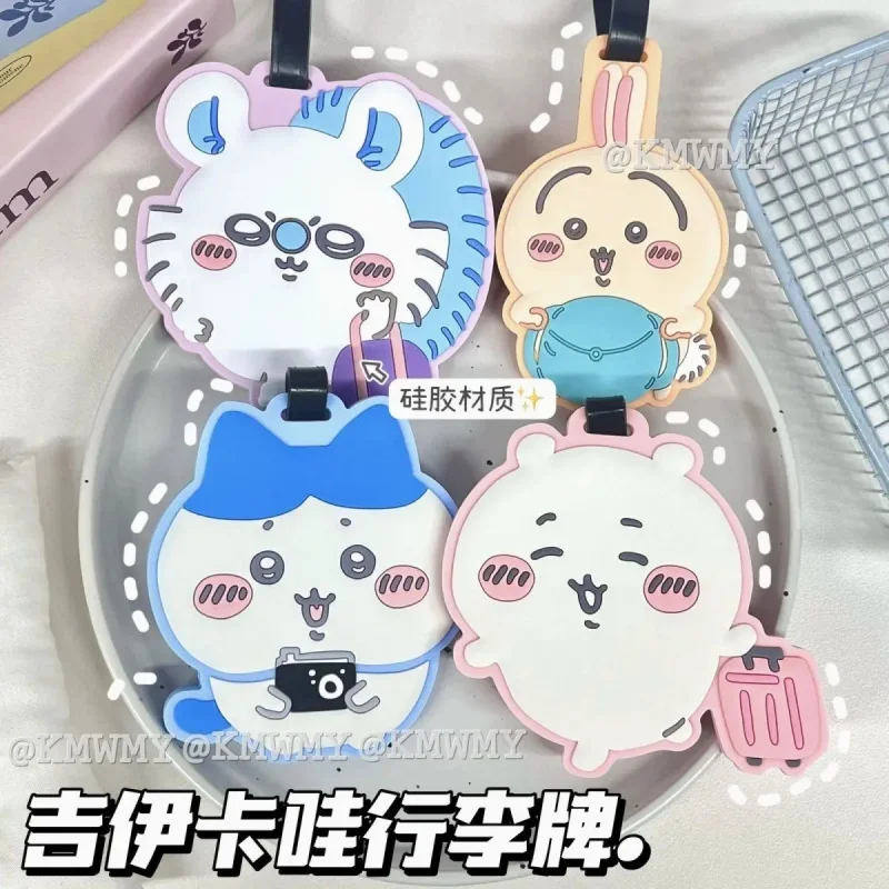 Chiikawa Travel Series Silicone Luggage Tag 4 Styles Cute Anime Chii Hachiware Usagi Momonga Suitcase Name ID Tag Anti-lost