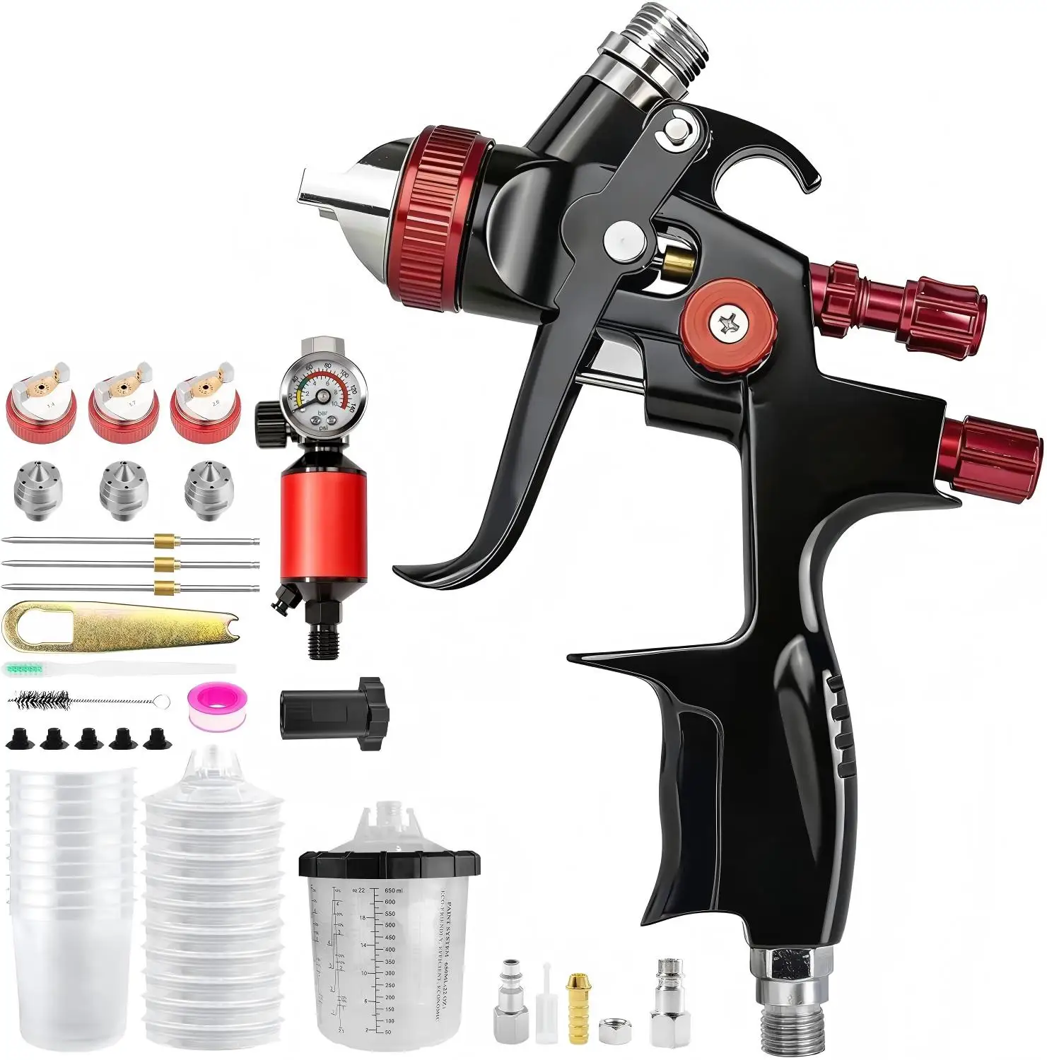 Neue Spritzpistole HVLP Lackierpistole 1,4/1,7/2,0 mm Verbesserte Luftlackierpistolen Airbrush zum Lackieren von Autos, Aerograph-Reparatur
