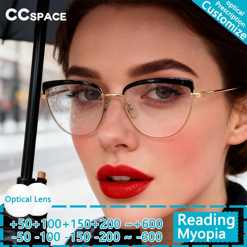 

Женские модные офисные компьютерные очки с защитой от синего света, очки для близорукости, классический металлический каркас, очки для чтения «кошачий глаз» 48158
