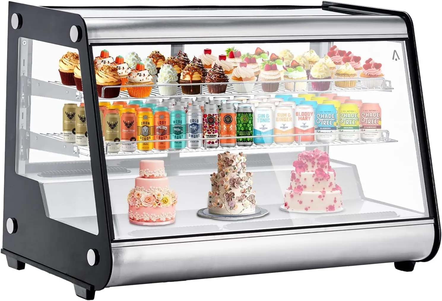 Refrigerated Display Cabinet, 6.5 Cu.Ft./183L Commercial Cake Display Refrigerator, 2-Story Countertop Pastry Display Cabinet