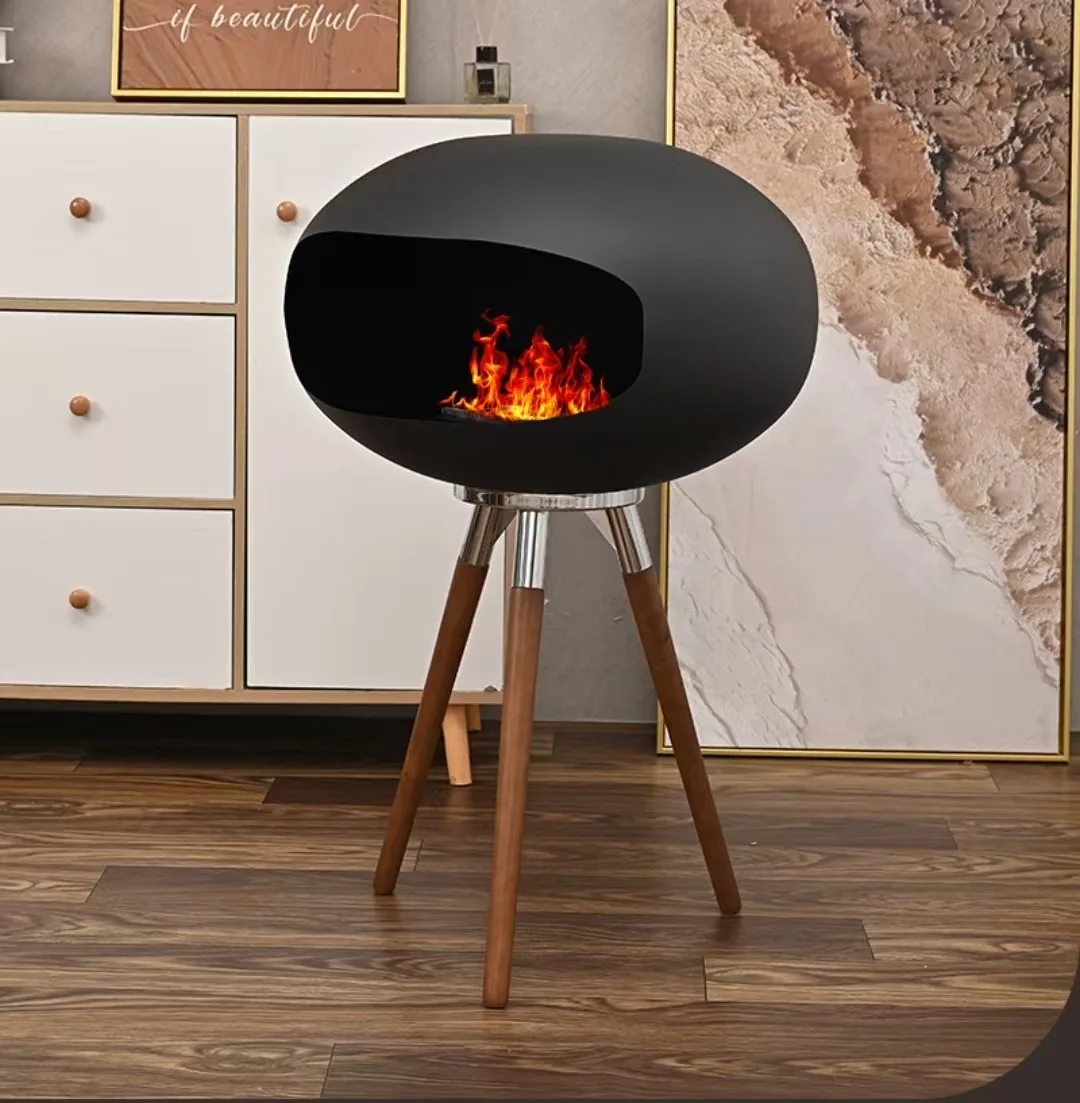 Nordic creative personalized home decoration, wrought iron fireplace, living room heating, modern design, floor decoration
