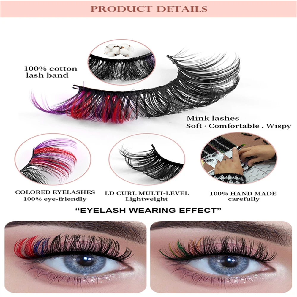 Pestañas postizas de visón de Color estéreo 8D, multicapa, rizo LD ruso, maquillaje oscuro, suministro estable para un aspecto de ojos mejorado