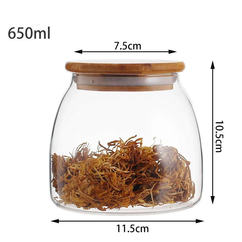 Spherical Glass Food Storage Container with Cork Lids Large Capacity Sealed Glass Bottles Pot Jar for Kitchen Organizer