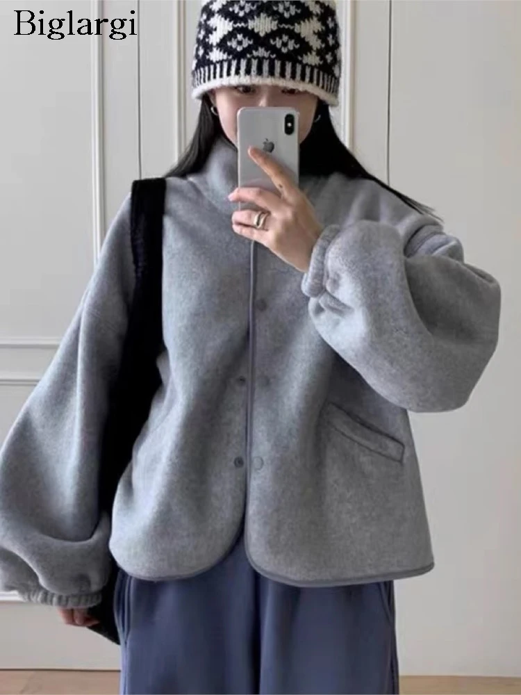 

Осенне-зимнее пальто, женские свободные плиссированные куртки в корейском стиле с длинными рукавами, модные женские укороченные куртки, повседневные женские пальто