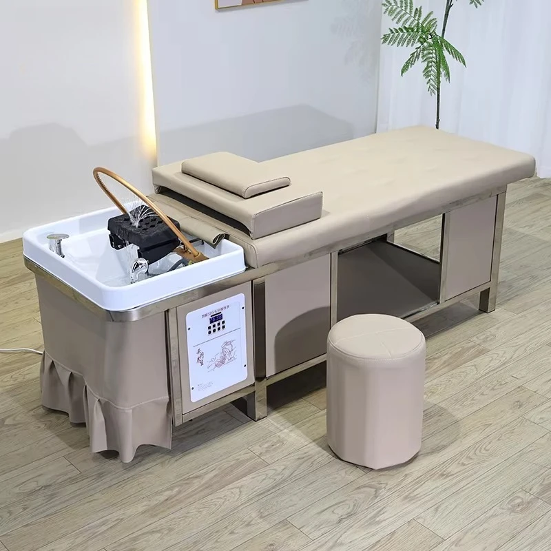 Modern ceramic multi-functional beauty salon spa shampoo bed with LED display to display operation status