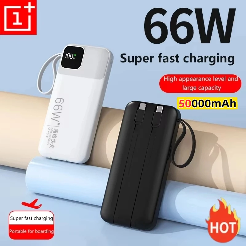 ONEPLUS Power Bank 50000mAh External Spare Battery 66W Fast Charging Portable Charger for iPhone Xiaomi Redmi Poco Powerbank