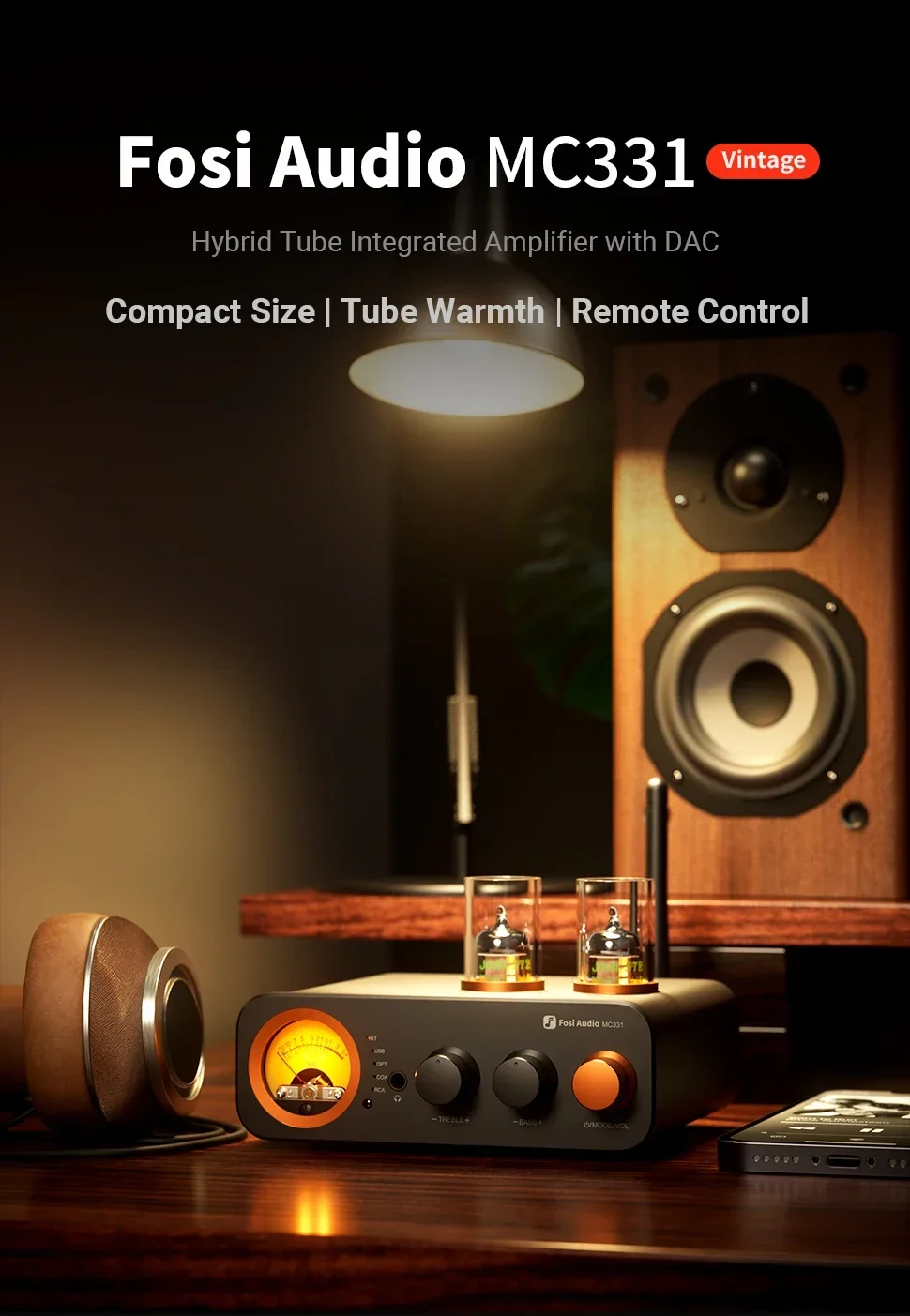 2025 Fosi Audio MC331 2.0 Channel BT Stereo Integrated Amplifier With DAC, Mini Audio Power Amp For Passive Speaker