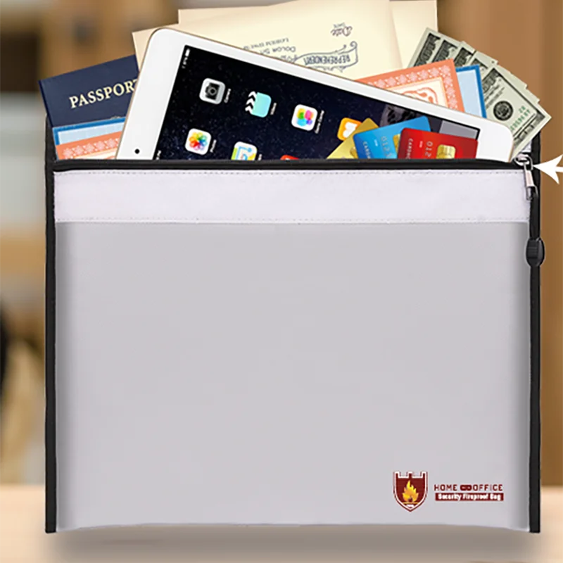 Fireproof Document Bag Data File Home Storage Waterproof Moisture-proof A4 Paper Sealed Thickened Paragraph Zip Type Commercial