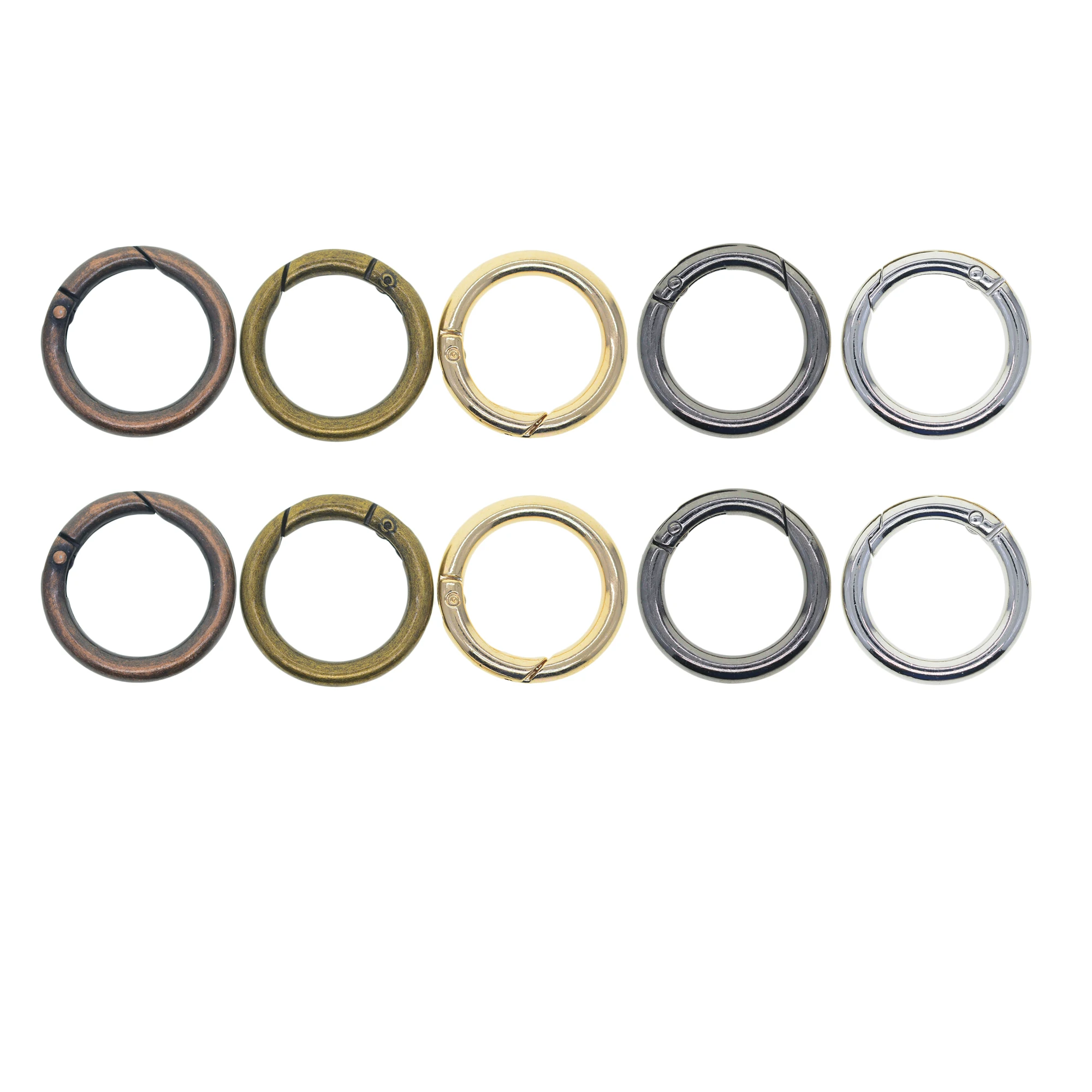 10 pcs 1.4nch large mixed colors Spring O Rings Alloy Round circle Snap Buckle carabiner Hook Clip DIY Keyring Keychains