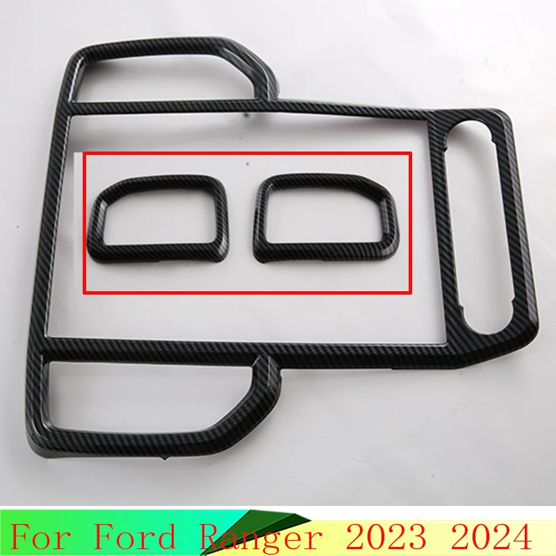 

For Ford Ranger 2023 2024 Car Accessories Carbon Fiber Style Air Vent Outlet Cover Dashboard Trim Bezel Frame Molding Garnish