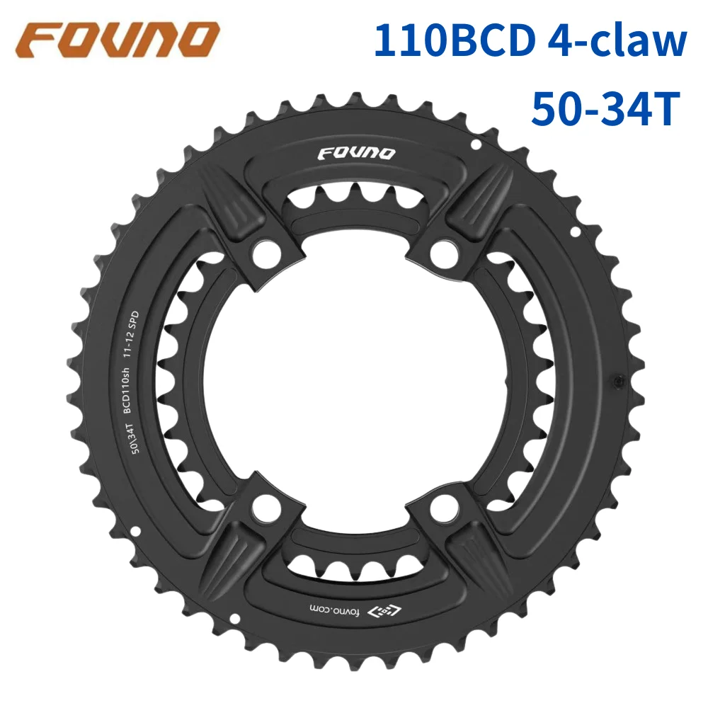 FOVNO 110BCD 4 Claws Bicycle Chainring 50-34T Road Bike Double Disc Chainring forShimano 5800/6800/R7000/R8000/R8100/R9100/R9200