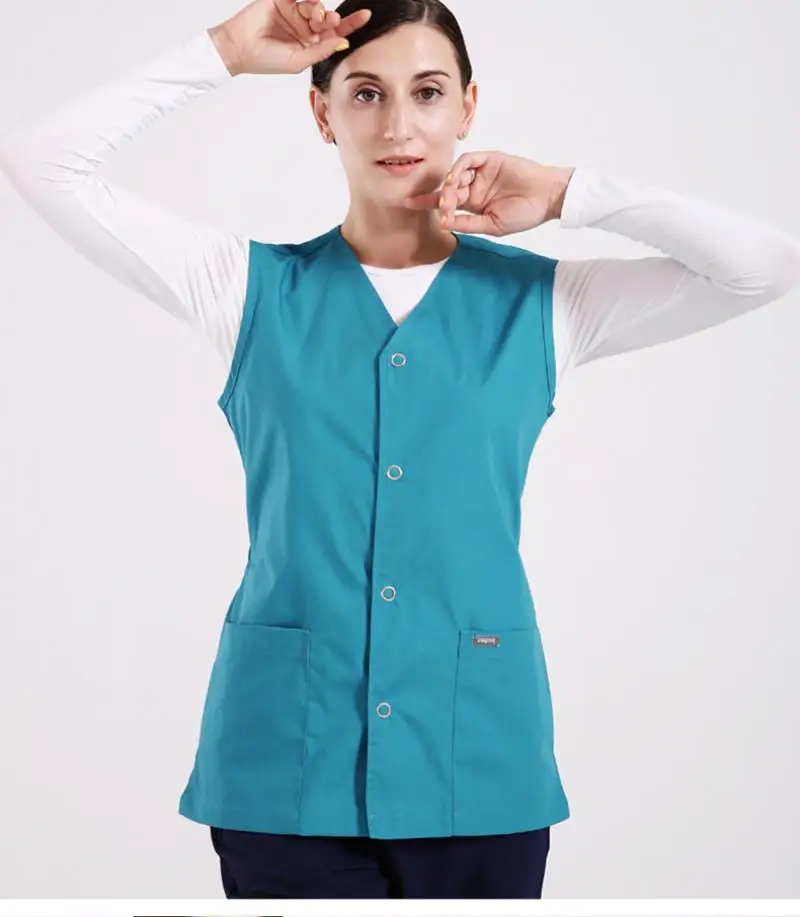 1Pc Doctor Nurse Solid Color Vest Surgical Clothes New Waistcoat Men Women Scrub Vest Hospital Professional Uniform Top