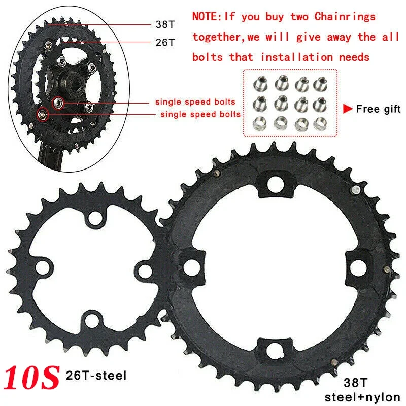 BUCKLOS 104/64 Bicycle Crankset 2*10 3*10 3*9 Speed Mountain Bike Crankset 104BCD 64BCD 22/26/32/38/42/44T Chainring MTB Part