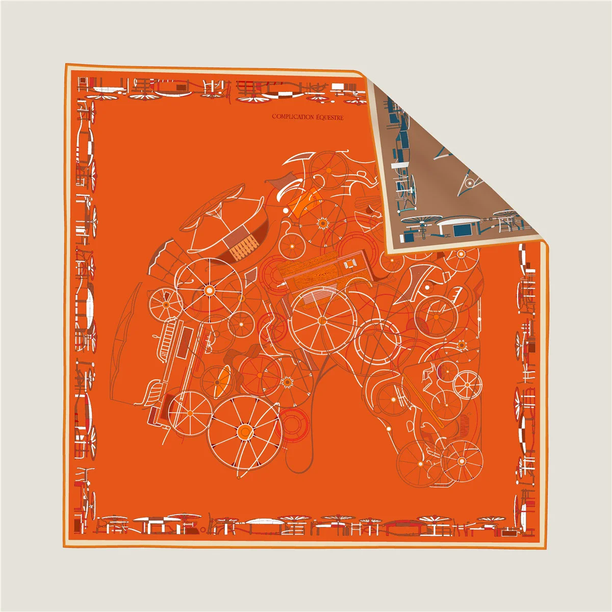 2025 Silk Scarves Wraps Wheel Printed Twill Silk Scarf Women Shawls Luxury Design Hijab Fashion Square Curled Scarf Neckerchief