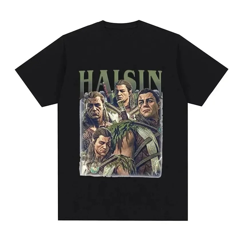 Retro Astarion Halsin Baldurs Gate 3 Men Women Print Tee Cotton T Shirt Short Sleeve Tshirt Fashion Oversized T-shirts Clothes