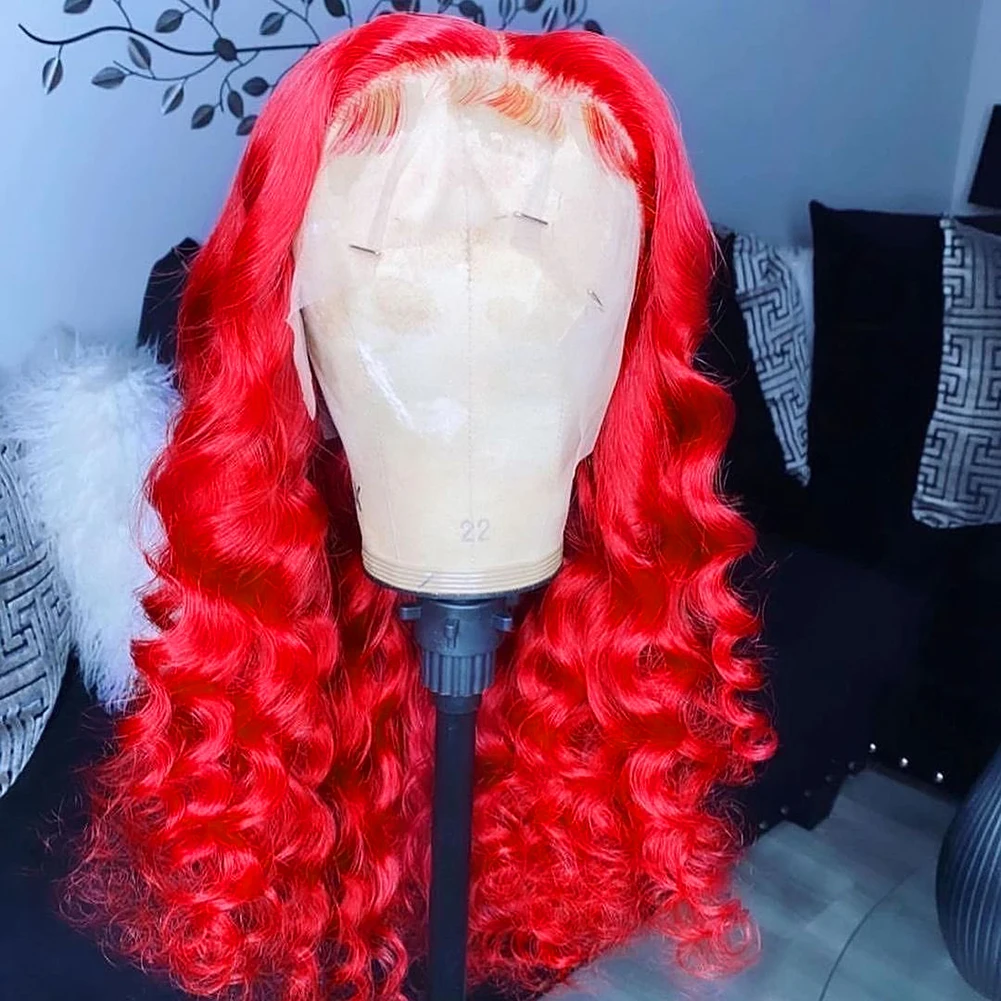 Charisma Long Deep Wave Synthetic Lace Front Wig Red Synthetic Wigs For Women Heat Fiber Soft Hair Frontal Wigs