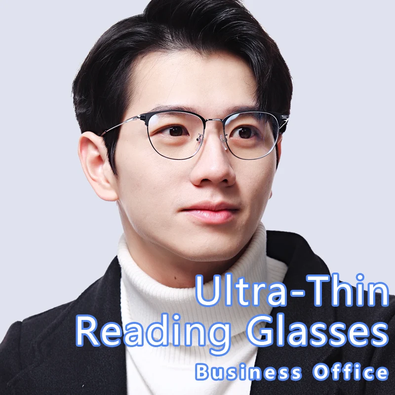 

Ultra-Thin Reading Glasses Anti Blue Light ,Transparent Magnifying Glasses for Men Readers,Half Metal Frame Hot Fashion