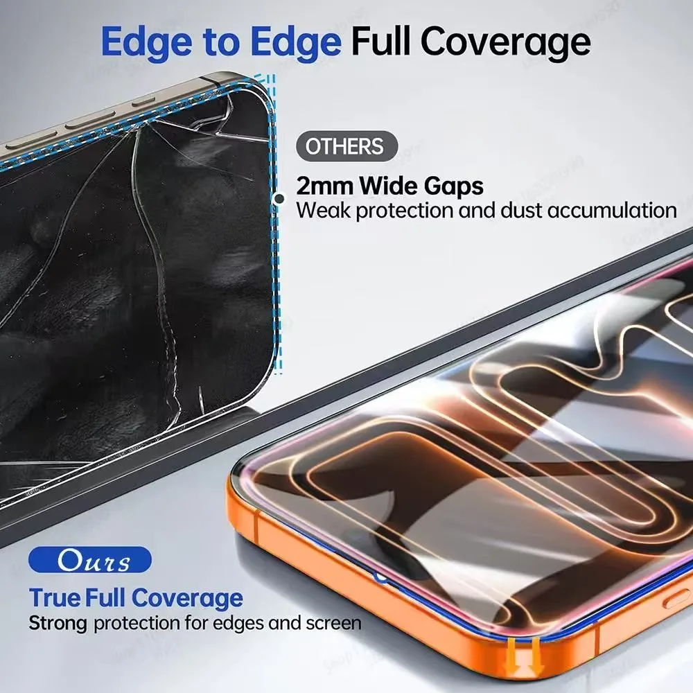 3 قطعة غطاء كامل HD حامي الشاشة آيفون 17 16 15 14 13 برو ماكس 17 الهواء 16e 12 11 برو 15 14 زائد XR XS سهلة التركيب الزجاج