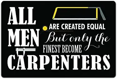 JP's Parcels Tin Signs Shop Wall Décor - Metal Sign for Workshop or Wood Working Gift 12 x 8 in. All Men are Created Equal