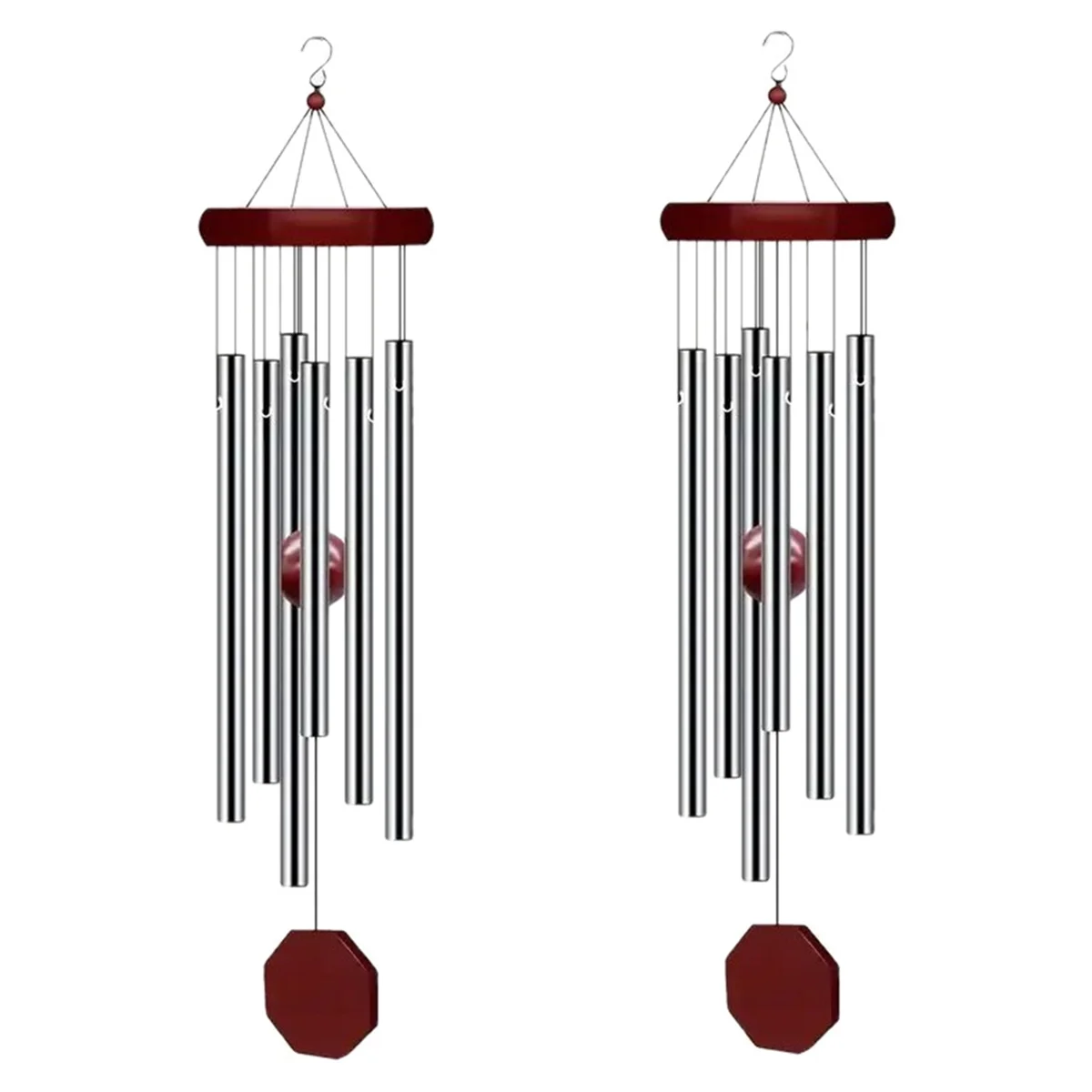 2 Pack PgzsyMemorial Wind Chimes Outdoor Large Deep Tone, Elegant Sympathy Wind-Chime Personalized with 6 Tuned