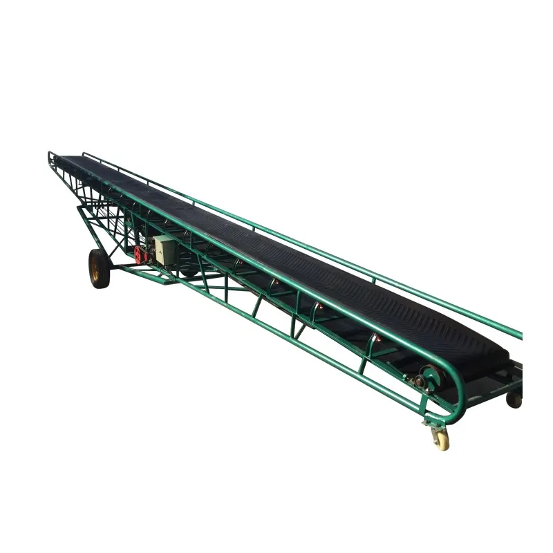 Farm building and industrial conveyor systems with adjustable height tilt conveyor belts for bagging dirty concrete