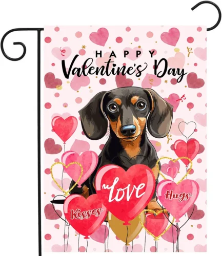 Dachshund Valentine Garden Flag Valentines Day Flags for outside 12X18 Double Si WWV AAL HHM WZZ yyi