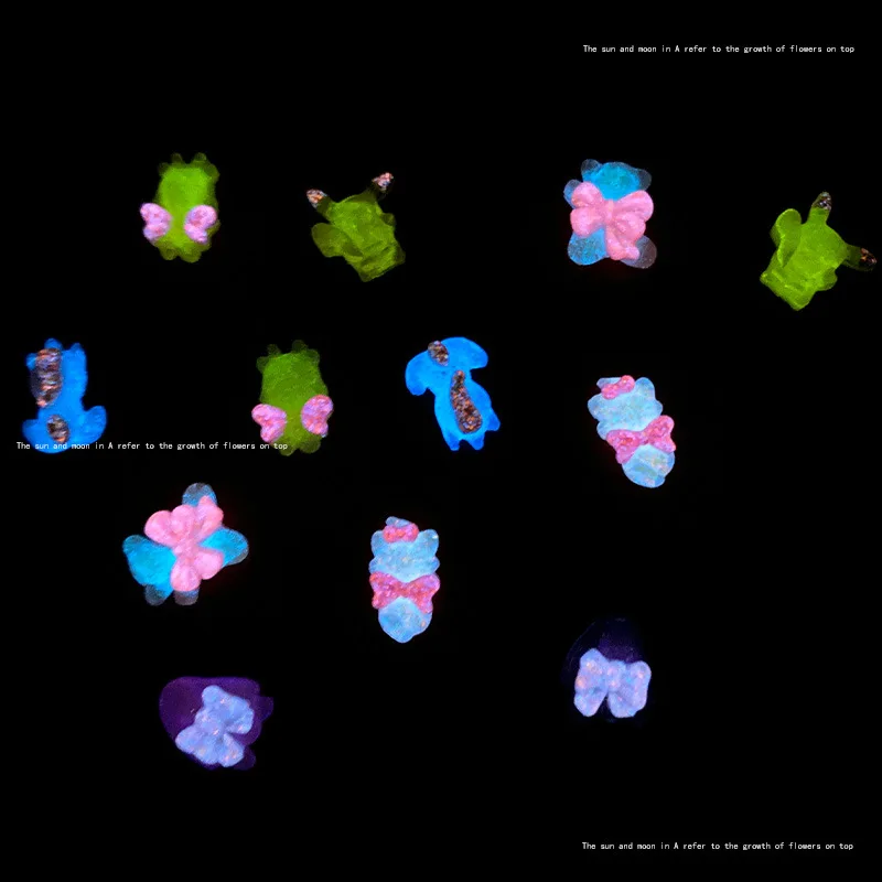 20 قطعة الكرتون لطيف القوس الحيوان مسمار السحر اكسسوارات ملونة شفافة راتنج مسطح ثلاثية الأبعاد مسمار أجزاء ل DlY مسمار الراين
